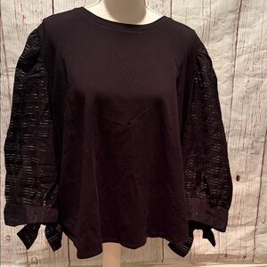 Chico's Black Blouse with Textured Sleeves